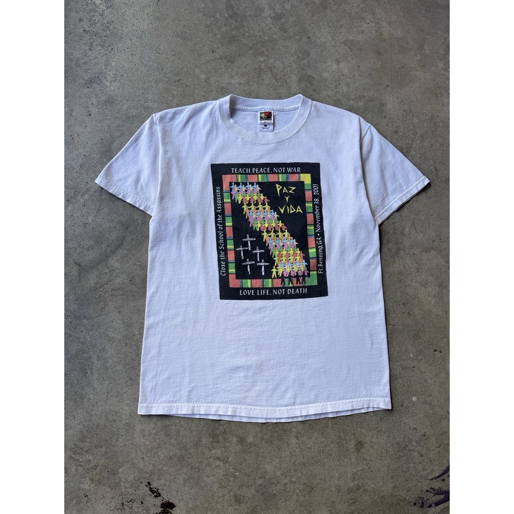 VTG 2001 Stop Terrorism Close The Schools of the Americas Assassins T-Shirt (L)